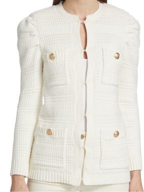 L'AGENCE White Textured Marina Cardigan Jacket SZ M NWOT